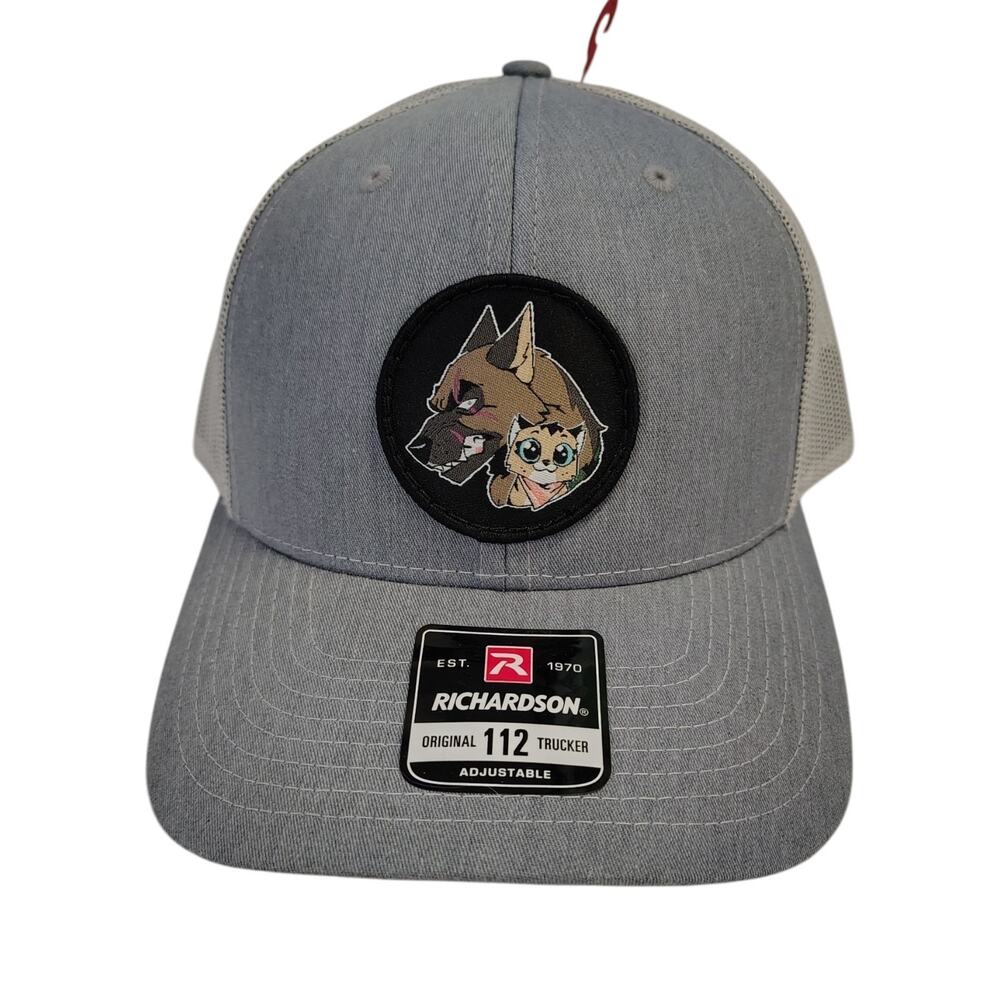 Richardson 112 Pixie & Brutus 6 Panel Snapback Trucker Cap Hat Gray Black NEW